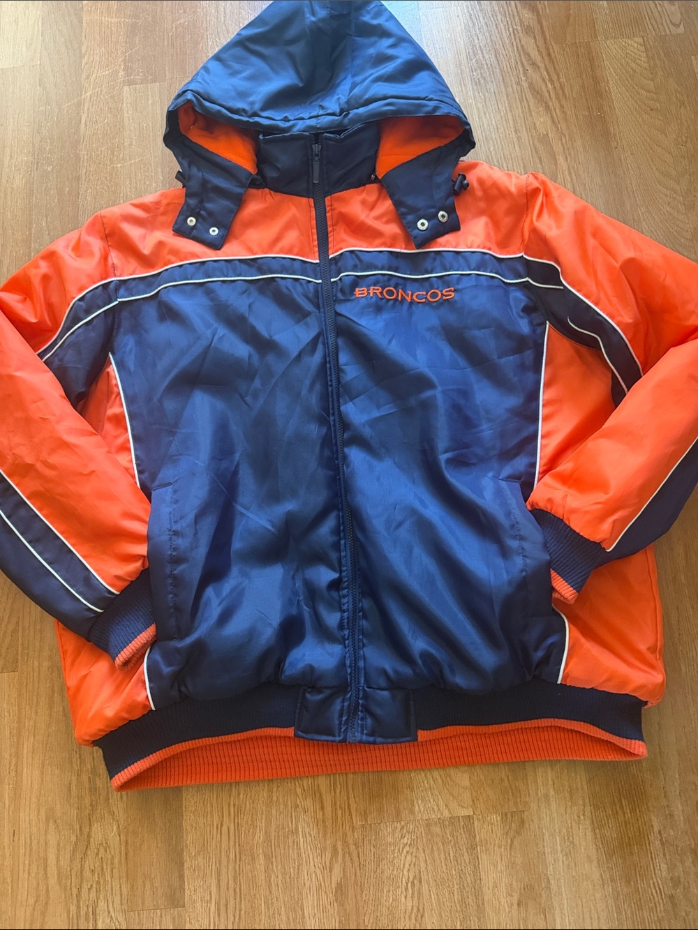 NFL Y2K DenverBroncos Navy and Orange Jacket with Hood